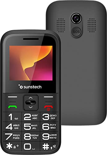 CEL4 Handy mit großen Tasten und SOS-Taste, Liegeplatz, FM-Radio und Kamera, für Senioren, einfach zu bedienen und bequem mit Ladestation. Farbe Schwarz.