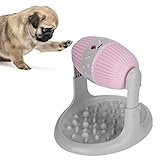 Junlucki Pet Slow Feeder, ABS Multifunktional einstellbare Multifunktion mit Futterrolle Slow Dog Bowl, für Katzenhund(Pink)