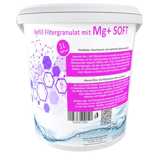 ReFill Filtergranulat mit Mg+ Ersatz für BWT Magnesium Mineralized und Aarke Enriched Mg+ Soft Filtergranulat von Aquintos (1L MG+SOFT)