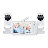 Motorola Nursery VM35-2 / Ease 35-2 Babyphone mit 2 Kameras 5,0 Zoll Video Baby Monitor Display - Nachtsicht, Zwei-Wege Kommunikation, Wiegenlieder, Zoom, Raumtemperatur, 1080p - Weiß