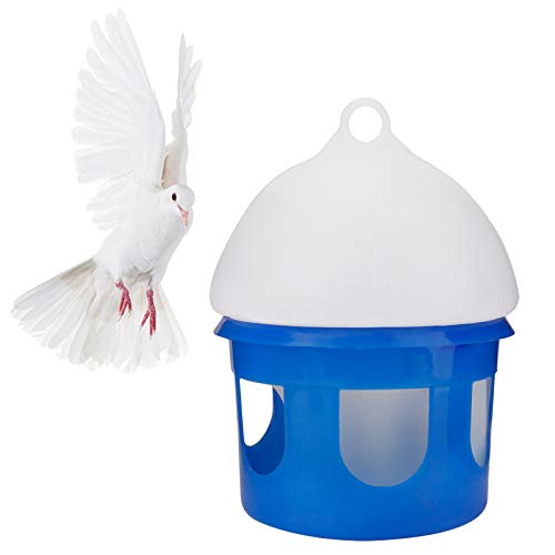 Nicoone Geflügel Automatisches Kunststoff-Trinker,4L Tauben Futterspender mit 360 Grad Stützstange für Hühner Pigeon Feeder