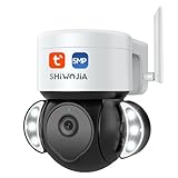 SHIWOJIA Wi-Fi-Außenkamera, Floodlight Cam 1080P Überwachungskamera, bidirektionaler Audio, Nachtsicht, kompatibel mit SD-/Cloud-Karte