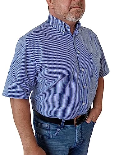 eterna, gestreiftes Kurzarmhemd mit Brusttasche, Modern Fit Größe 44, Farbe dunkelblau
