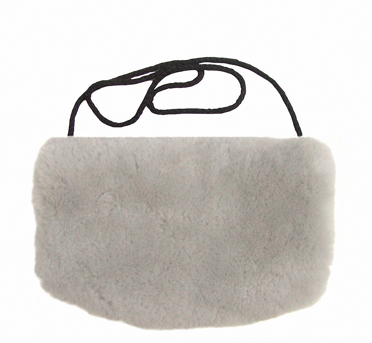 Warmer Lammfell Pelzmuff hellgrau mit Reißverschlusstasche waschbar, geschorenes Lammfell, ca. 29,5x19 cm