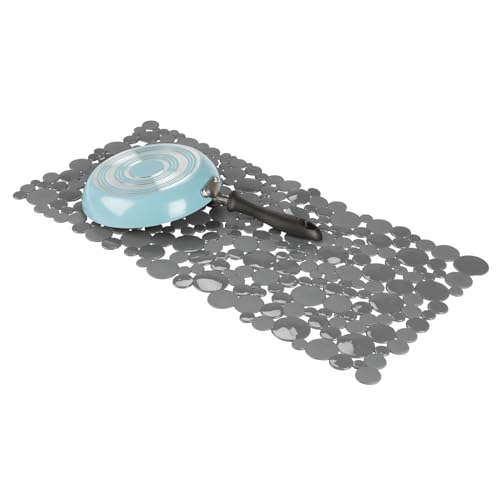 mDesign Spülbeckenmatte zum Zuschneiden – große Matte in Blasen-Optik für die Küche – Spülbeckeneinlage aus PVC für Geschirr und Becken – grau
