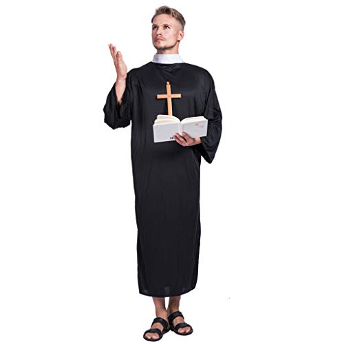 EraSpooky Herren Priester Mönch Kostüm Cosplay Faschingskostüme - Halloween Party Karneval Fastnacht Kleid für Erwachsene