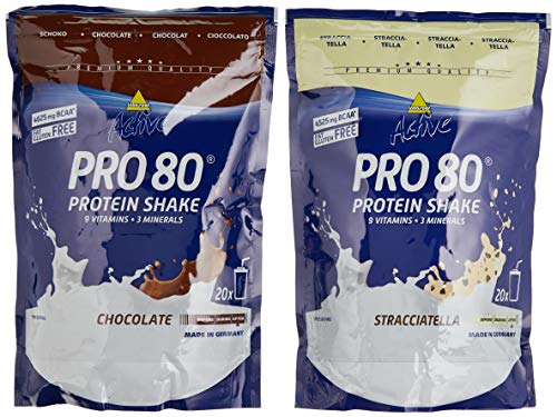 Inkospor Active Proteinshake Pro 80 Beutel 2er Mix Pack (2 x 500 g) Schoko/Stracciatella, 1er Pack (1 x 1 kg)