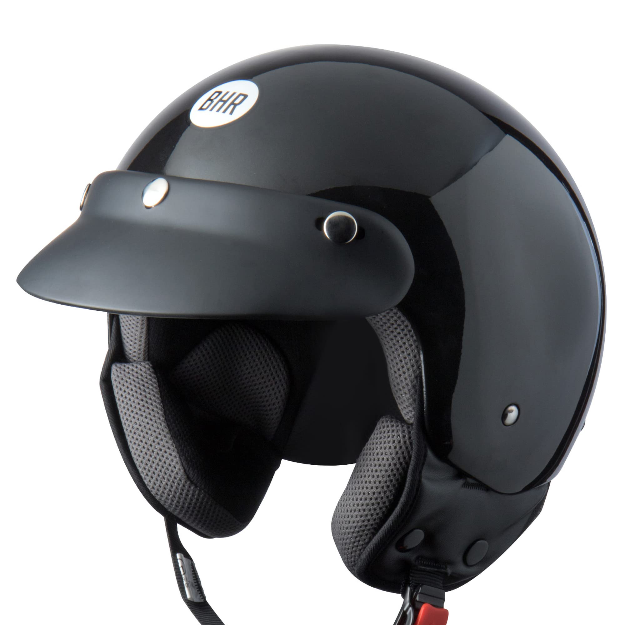 BHR Demi-Jet Helm 803 SIMPLY, Praktischer Rollerhelm mit ECE-Zulassung, Motorrad-Jet-Helm mit abnehmbarem Gesichtspolster, SCHWARZ METALLIC, L