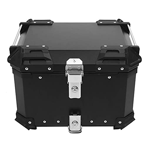 Motorrad Heckbox, Reise Aufbewahrungsbox Legierung Aufbewahrungsbox Motorrad Kofferraum Universal Top Case (Schwarz, 45L)