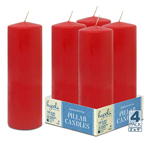 hyoola Kerzen 4er Pack 3x9 zoll pillar Kerzen Rot