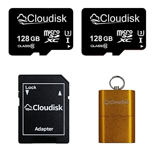 Cloudisk 2Pack Micro SD-Karte MicroSD-Speicherkarte mit SD-Kartenadapter (2Pack 128GB)
