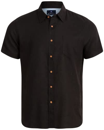 Ben Sherman Men's Linen Shirt - Classic Fit Short Sleeve Button Down Woven Linen Shirt (S-XL), Size Small, Black