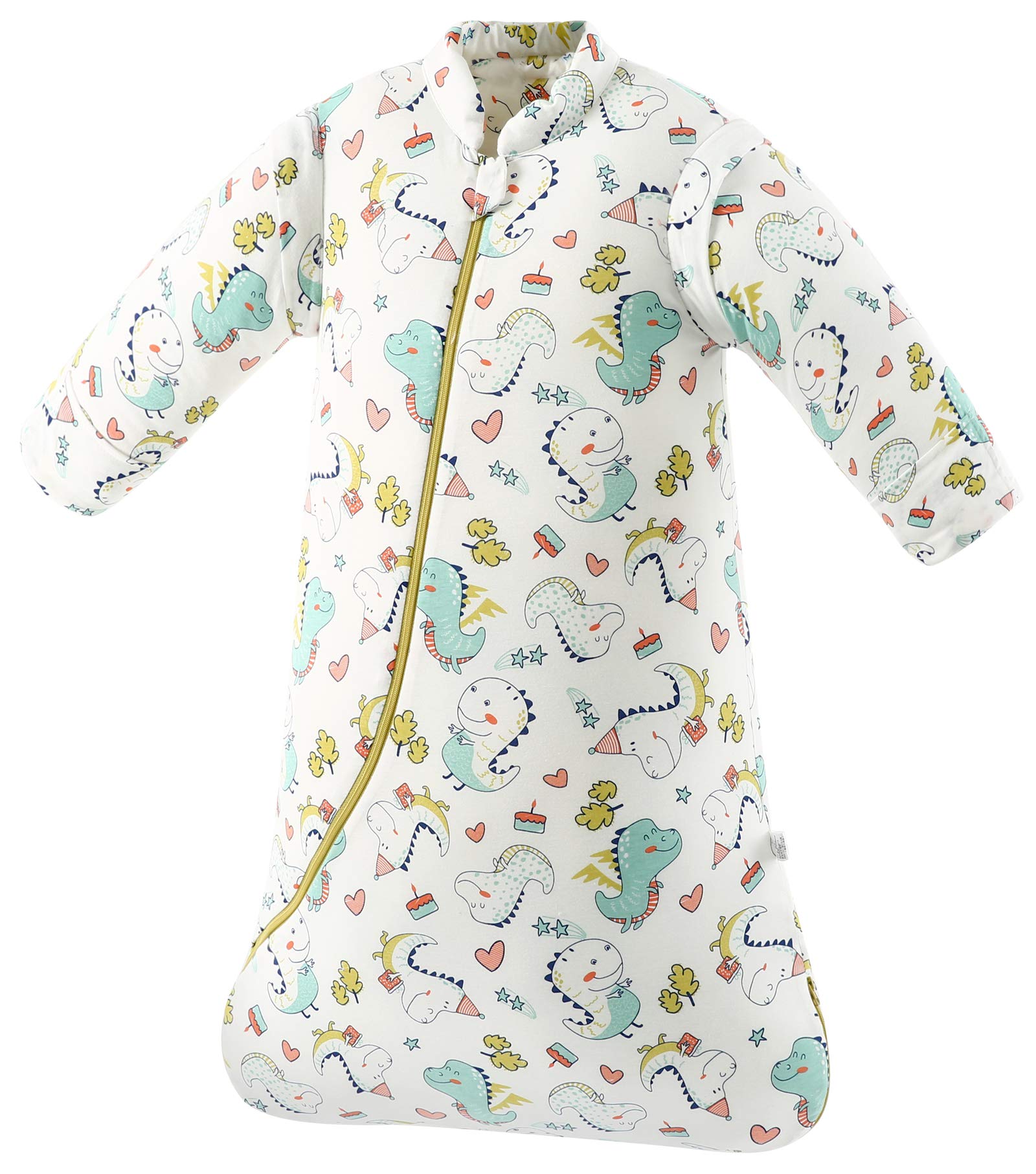 Chilsuessy Baby Schlafsack mit abnehmbaren Ärmeln Winter Angedickte, Dinosaurier Park/3.5 Tog, M/Körpergröße 75-85cm