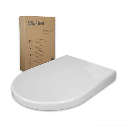 Aqua Bagno | Universeller Toilettendeckel & WC-Sitz mit Absenkautomatik, abnehmbarer Klodeckel D-Form überlappend