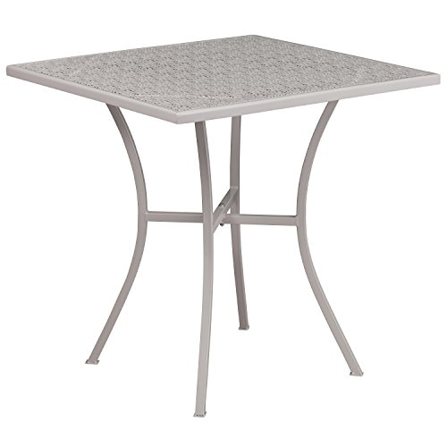 Flash-Möbel 71,1 cm Vierkant Indoor-Outdoor Stahl Patio Tisch, Metall, hellgrau, Einheitsgröße