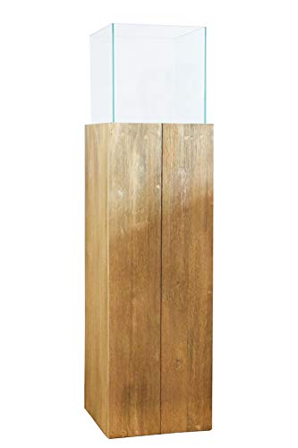 Windlicht-Säule Kerzenständer Akazien Holz Candela Braun - 100x27x27