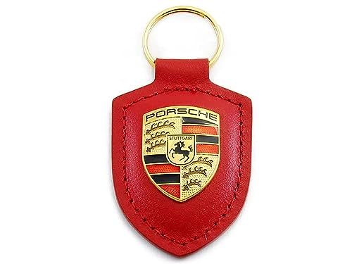 Schlüsselanhänger mit Porsche Wappen, Rot