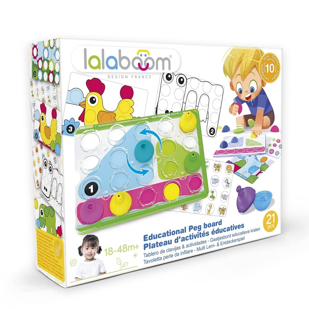 Lalaboom 86150 Lernspielzeug für Kinder, Multi-Lern-& Entdeckerspiel, Steckspiel, 21-teilig, Mehrfarbig, ys/m