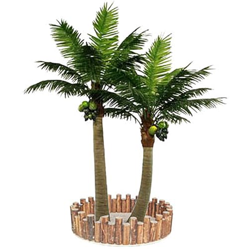 YuanSpring Dekorativer Kunstbaum Simulationspflanzen Kokosnussbaum Modell Landschaft Palme Menschen Baum Tropischer Landschaftsbaum(B,1.8M)