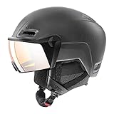 uvex hlmt 700 visor - sicherer Skihelm für Damen und Herren - individuelle Größenanpassung - mit Visier - black matt - 52-55 cm