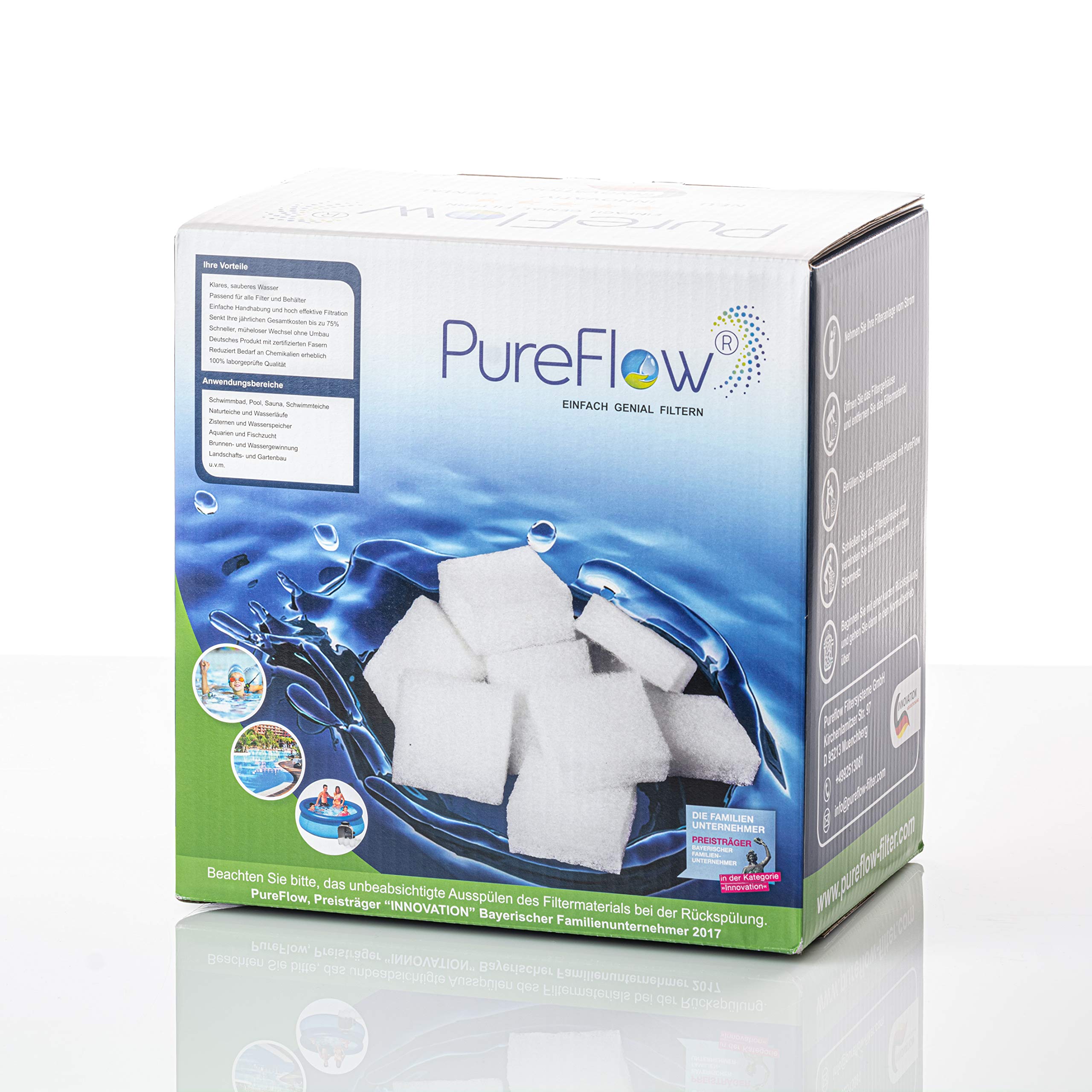 112| PureFlow POOL Filtermaterial, Poolfilter, Ersatz für Sandfilter und Glasfilter, High-Tech Poolfilter 1200g Ersatz für 100kg Filtersand