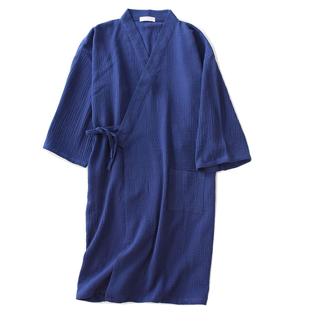 Männer Japanische Stil Robes Pure Baumwolle Kimono Robe Bademantel Pyjamas # 04