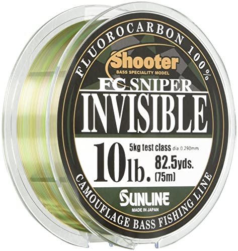 SUNLINE Fluorocarbon Line Shooter Sniper, unsichtbar, 75 m, 3,2 kg, Naturklar & Moosgrün, Grau, Grün & Rotbraun