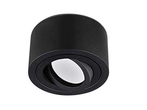 lambado® Flache LED Aufbauleuchte/Deckenstrahler Set inkl. 230V 5W Spots dimmbar - dezente Aufbaustrahler/Deckenspots (rund, schwarz, schwenkbar)