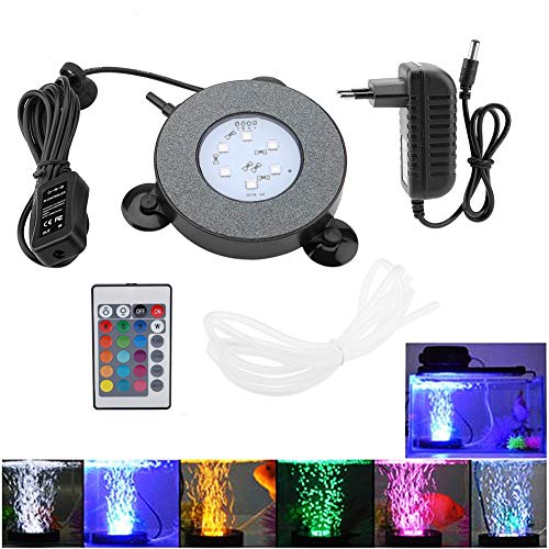 Pssopp LED Lighting Aquarium Licht 3,5W Aquarium Bubble Light Aquarium LED Beleuchtung 16 monochrom + 4 Verfärbung Unterwasserlicht mit Fernbedienung(110-240 V)