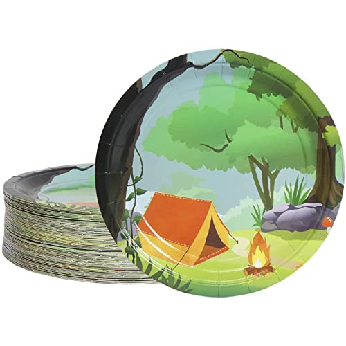 Einwegteller – 80 Stück Pappteller, Camping-Partyzubehör für Vorspeisen, Mittagessen, Abendessen und Dessert, 22,9 cm im Durchmesser