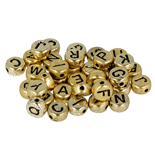 Artemio 11060776 300 Alphabetische Perlen, vergoldet