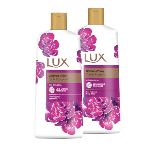 LUX Charming Peony Body Wash with Orange Oil - Men's & Women's Aromatic, Long-Lasting Fine Fragrance Shower Gel, Nourishing Body Cleanser, Aromatic Fragrance Bath Soap - Pack of 2, 600 ml