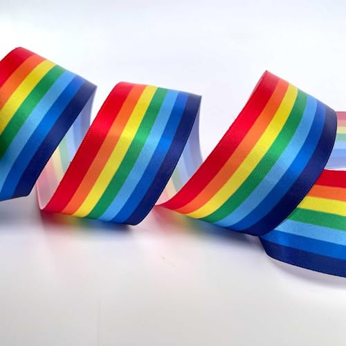 Satinband in Regenbogenfarben, mehrfarbig, glatt, seidige Schleifen, Wimpelkette, Kleidung, Geschenkverpackung, 38 mm breit, 50 m