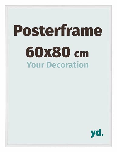 yd. Your Decoration - Bilderrahmen 60x80 cm - Posterrahmen aus Kunststoff mit Kunstglas - Antireflex - Ausgezeichneter Qualität - Weiss Hochglanz - Paris