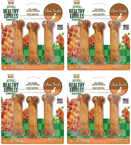 (4 Pack) Nylabone Healthy Edibles Small Bacon Flavored Bones for Dogs 3 Pack