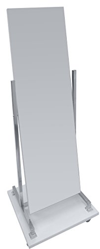 Dila GmbH Standspiegel Rollspiegel mit Holzsockel, Schwenk- und Rollbar, beidseitig, verchromtes Gestell | Garderobenspiegel Anprobespiegel Therapiespiegel (Anthrazit)
