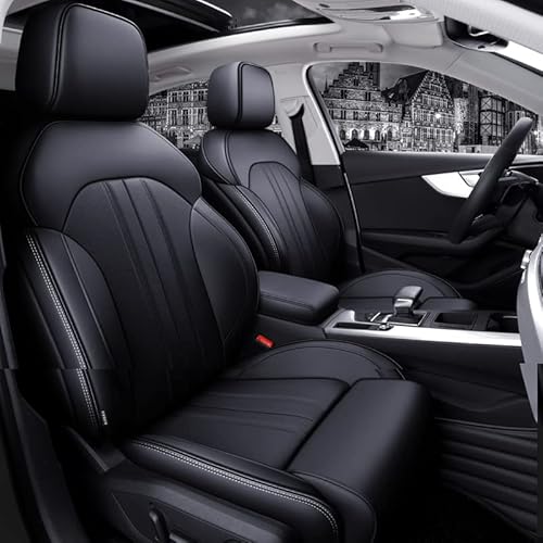 Auto-Sitzbezüge Set für Audi Q3 2015 2016 2017 2018 2019 2020 2021, Auto-Schonbezüge Schwarz PU Leder Sitzschoner mit Teilbarer Rückbank Auto-Zubehör Innenraum