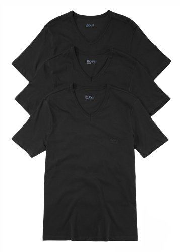 BOSS Herren SS VN 3er-Pack BM V-Ausschnitt T-Shirts, Schwarz (Black 1), Large (Herstellergröße: L) (3erPack)