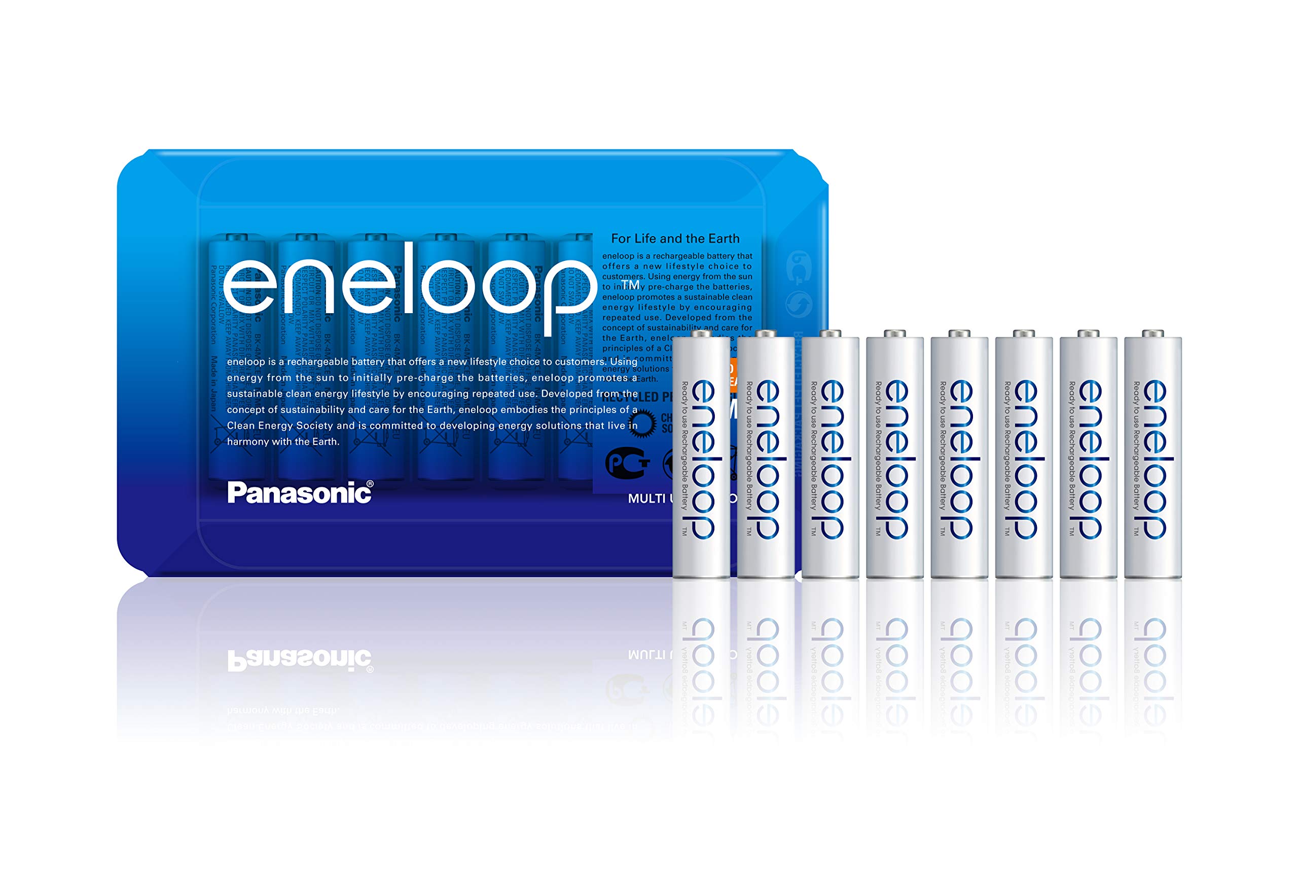 Panasonic eneloop, Ready-to-Use NI-MH Akku, AAA Micro, 8er Pack, Storage Case, min. 750 mAh, 2100 Ladezyklen, Starke Leistung, wiederaufladbare Akku Batterien