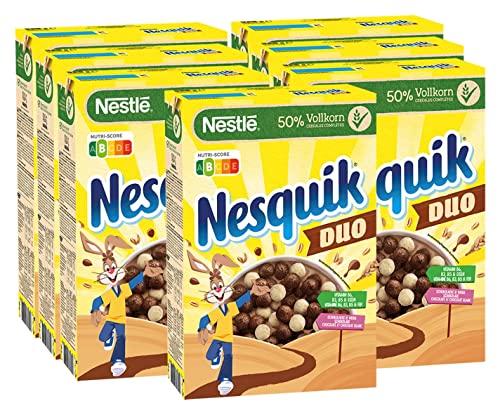 NESTLÉ Nesquik Duo Cereals, braune und weiße Schoko Cerealien mit Vollkorn, 7er Pack (7 x 325 g)