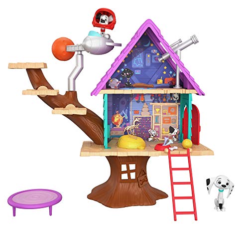 Mattel GDL88 - Disney Das Haus der 101 Dalmatiner Dylans Baumhaus Spielset mit Dylan und Dolly, Spielzeug ab 5 Jahren, Mehrfarbig