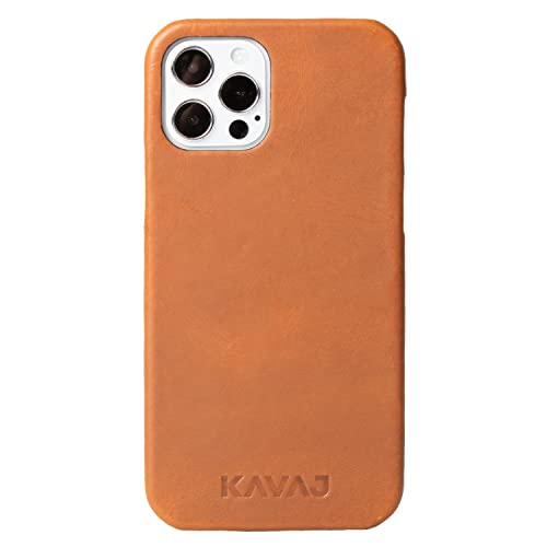 KAVAJ Lederhülle für iPhone 12 Pro 6.1 Boston Cognac-Braun, Smartphone Hülle, echtes Leder, ultradünne leichte Hülle, Smartphone-Schutzhülle