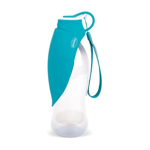 Record Wasserspender mit Trinkflasche - praktisch und funktional - Silikon - Maße: Ø 8 x 23 cm - Fassungsvermögen 400 ml - Farbe Meeresgrün - ideal für Lange Spaziergänge und Reisen