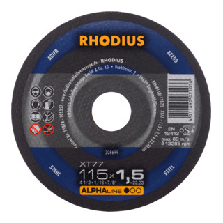 RHODIUS ALPHAline XT77 Extradünne Trennscheibe 115 x 1,5 x 22,23 mm