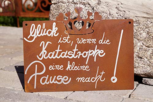 Rostalgie Edelrost Tafel Krone mit Spruch Glück ist. 30 x 23 cm Schild