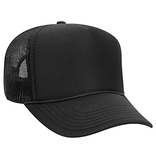 Otto Cap 5 Panel Mid Profile Mesh Back Trucker Hat Polyester Foam Front, schwarz, Einheitsgröße