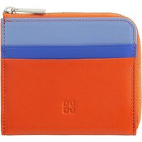 DUDU Herren-Brieftasche aus Leder mit Reißverschluss, Damen-Brieftasche, klein und kompakt. Außenreißverschluss, Münzfach und Kartenfächer Orange