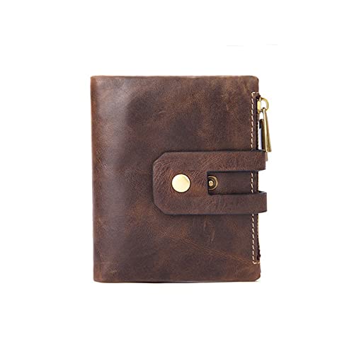 AQQWWER Herren Geldbörse Leder Brieftasche for Mann Kurze Vintage Kupplung Doppelreißverschluss Schnalle Münze Tasche Multifunktionale Brieftasche