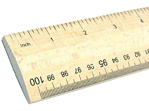 Holzlineal 1 Meter Yard Stick Lineal imperiale & metrische Maße, mm Zoll Markierungen, Hartholz Schule Büro Schneiderbank mit Griff für einfaches Messen (1 Meter Lineal)