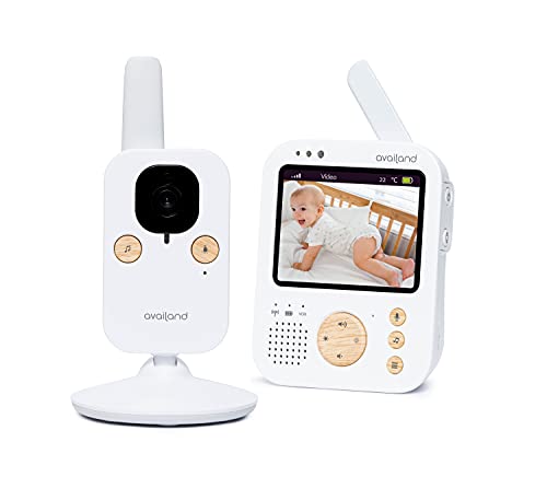 Availand Nordic Evo2 Babyphone mit Vibrationswarnung, maximale Privatsphäre, Nachtlicht und Display 3,5 Zoll (8,9 cm), Weiß / Holz